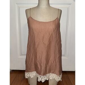 NEW La Fee Verte Anthropologie Size M Rose Ivory Lace Crochet Camisole $78 Silk
